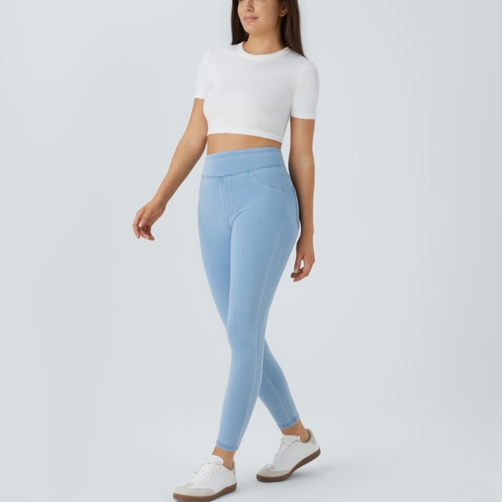 Halara Flex High Waisted Pocket Denim Casual Leggings, Size XS